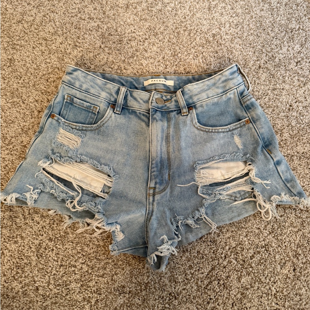 PacSun Light Blue Ripped Jean Shorts